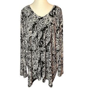 Ulla Popken Paisley Printed Button Down Tunic Blouse 20/22